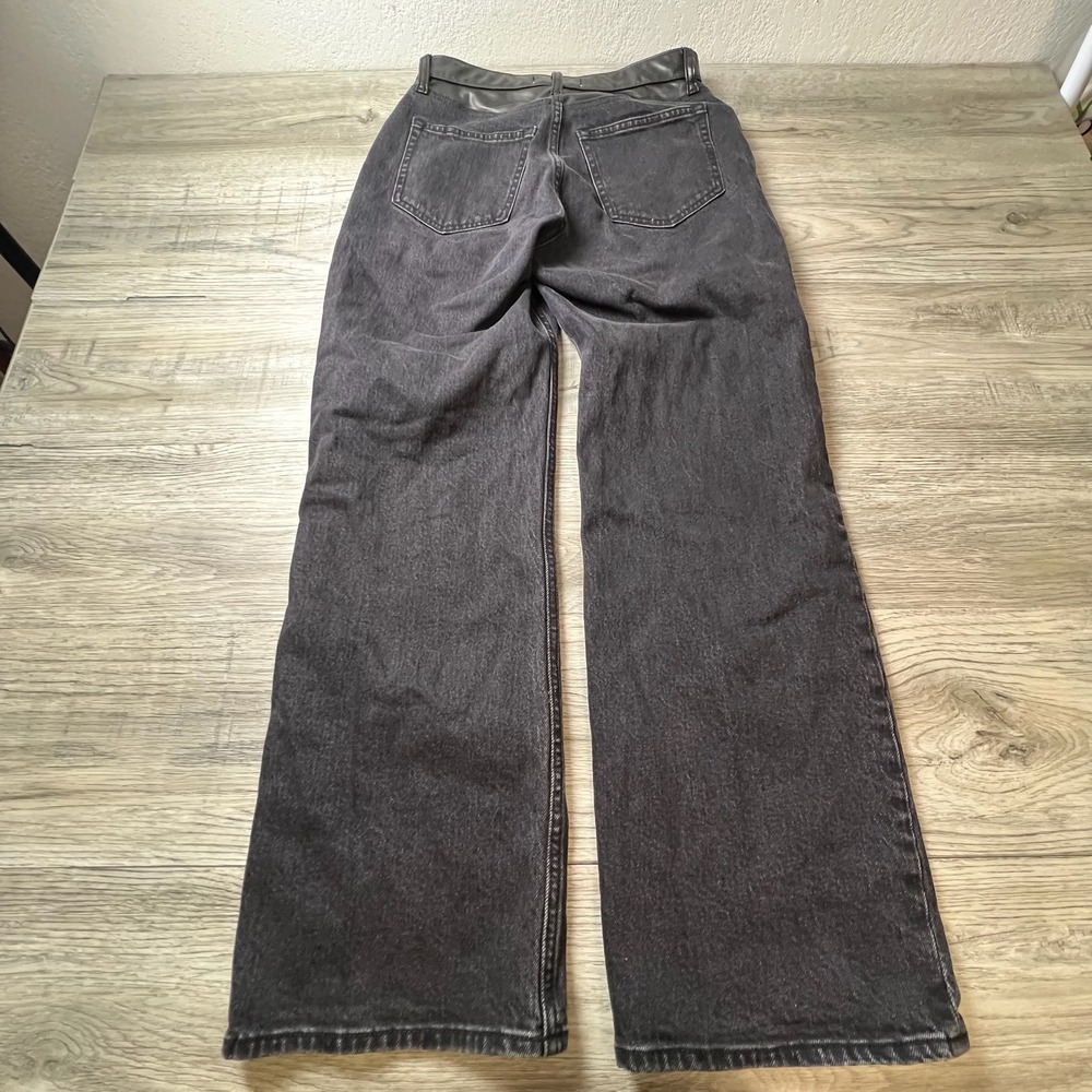 Abercrombie & Fitch Jeans Women 27/4S Black Curve Love 90s Relaxed Vegan Leather - Picture 2 of 11